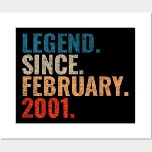 Legend since February 2001 Retro 2001 birthday shirt Posters and Art